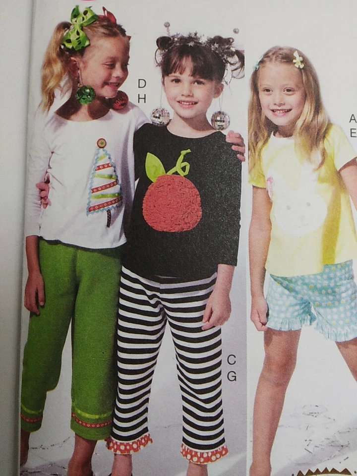 Shorts Pants Tops Girls 2 3 4 5 McCalls M6642 Sewing Pattern Summer Knit CUT - Image 3 of 4