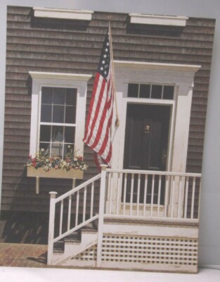American Flag Window Box Cedar 11x14'' Applejack Art Zhen Huan Lu USA - NEW