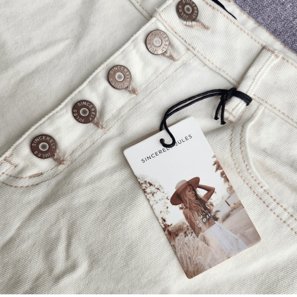 Sincerely Jules High Rise Shorts Distressed Jean Shorts Denim Cream Off White 11 thumbnail 2