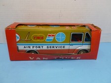 VINTAGE TAKATOKU FRICTION AIRPORT TOY VAN - MADE IN JAPAN