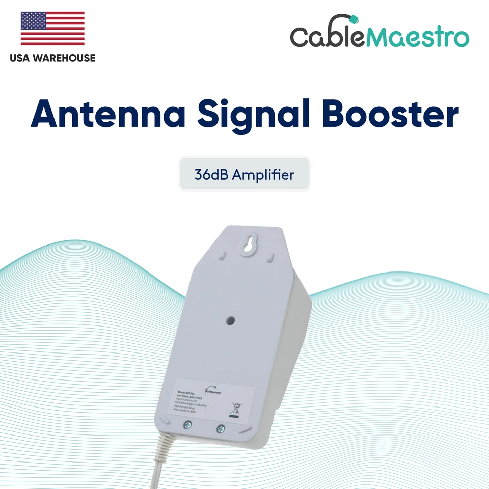Antenna Signal Booster 36dB Cable TV Amplifier HDTV AMP Range Extender Channel - Image 3 of 4