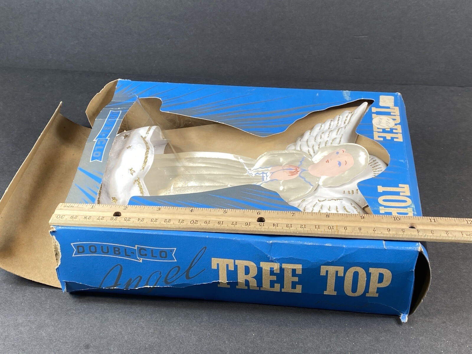 Double Glo Vintage Christmas Tree Topper Angel & Original Box eBay