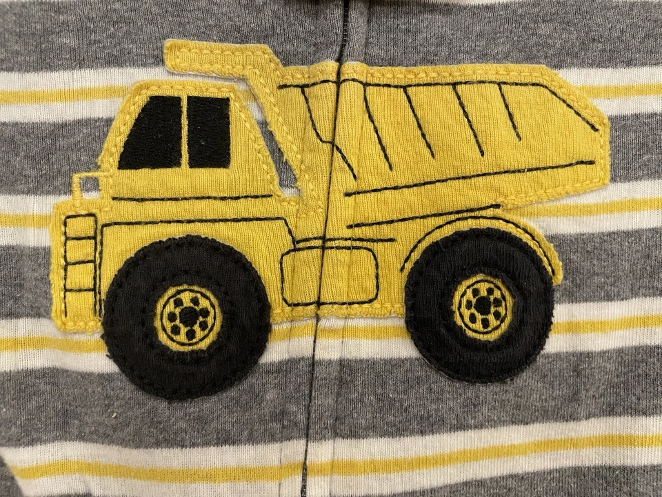 Camión de volteo Carter's Baby Boys amarillo a rayas 100 % algodón 1 pieza pijamas gris 18 M Foto 3 de 4