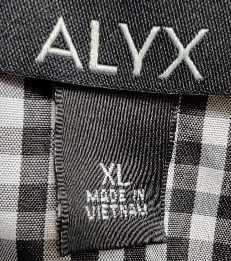 Alyx Womens Shirt Top Blouse Size XL X Large Black White Blue Green Plaid Floral - Image 2 of 4