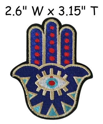 HAMSA EMBROIDERED PATCH iron-on HAND of FATIMA EVIL EYE KHAMSAH SPIRITUAL SYMBOL