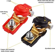 Pair Car Battery Terminal Connectors Universal Positive Negative Wire Post clamp