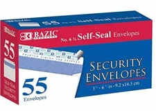 BAZIC #6 - 3/4 Selfl-Seal Security Envelope Self-Adhesive Strip 55/Pack #5066