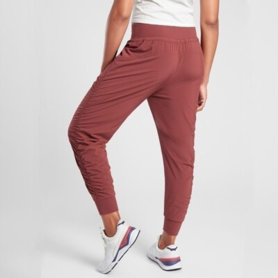 ATHLETA Attitude Jogger Pants Lined Ruched Stretch High Rise SIZE