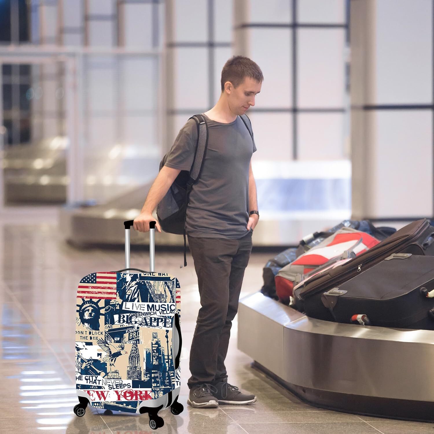 Travel Luggage Cover Protector Suitcase Washable Cover High Elasticity New York