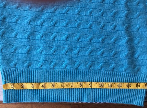 RALPH LAUREN LADIES Sweater 100% CASHMERE Cable Size Small Turquoise Blue $425 - Picture 8 of 11