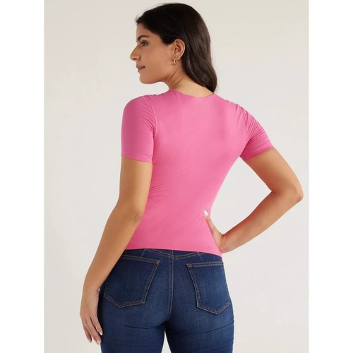 Sofia Jeans Women's High Neck Tee with Short Sleeves, Size: Small - PINK - Picture 2 of 4