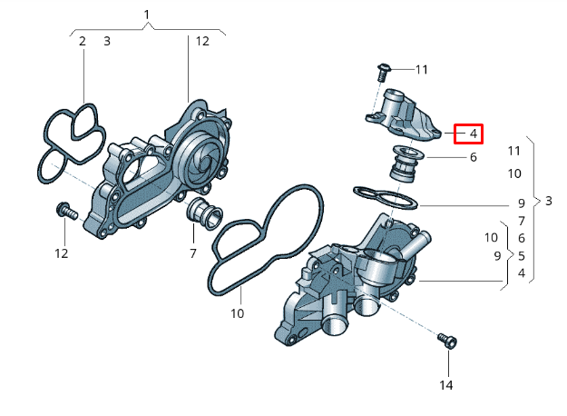 NOUVEAU COUVERCLE DE THERMOSTAT VOLKSWAGEN T-CROSS C11 04E121121H ORIGINAL