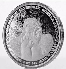 2017 Republic of Congo 1 oz .999 Silver Silverback Gorilla #silversqueeze! NEW! 108.99 per troy oz