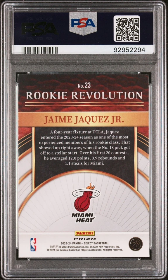 PSA 10 23-24 Select Rookie Revolution Green Prizm Jaime Jaquez JR RC Heat POP/3! - Image 2 of 3