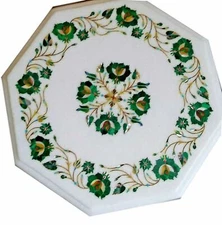 18" Table Top Inlay Marble Pietra Dura Art Dining Coffee Mosaic Work Decor tt