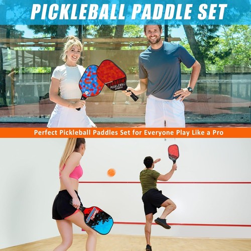 Pickleball leggero in fibra di vetro set 2 pagaie 4 palline con borsa - Foto 8 di 8