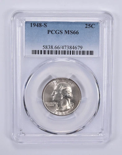 1948-S Washington Quarter 25c MS66 PCGS Blue Label