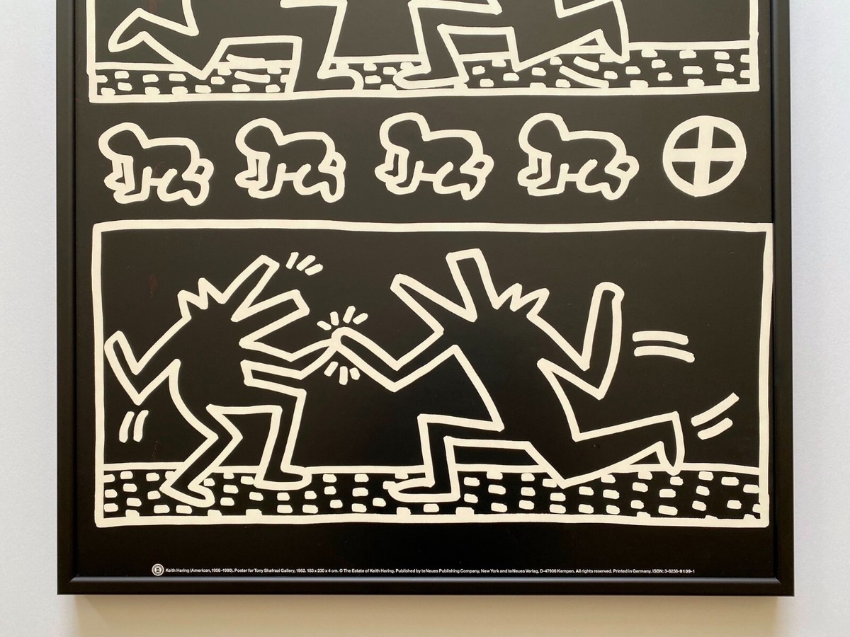 KEITH HARING ESTATE RARE 1993 FRAMED POP ART POSTER 