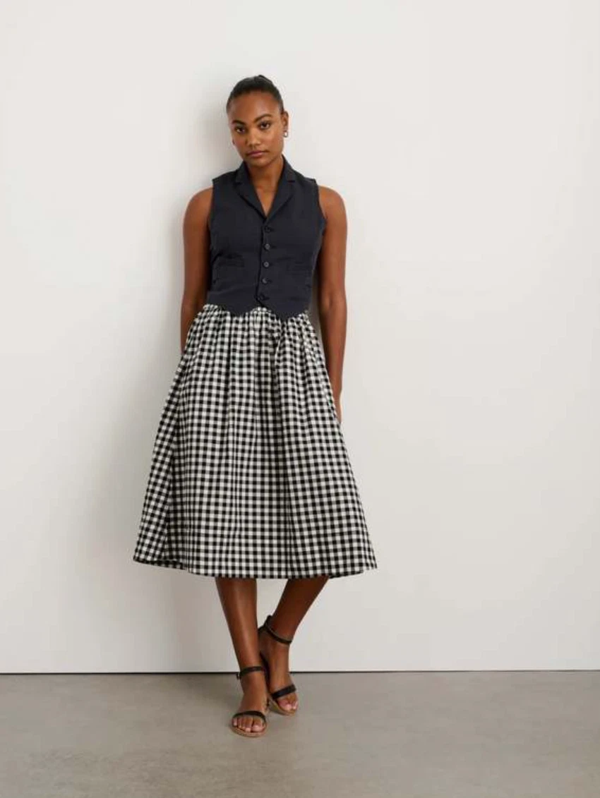 ALEX MILL Sz SMALL Suitish Vest in Washed Black Linen Blend Twill