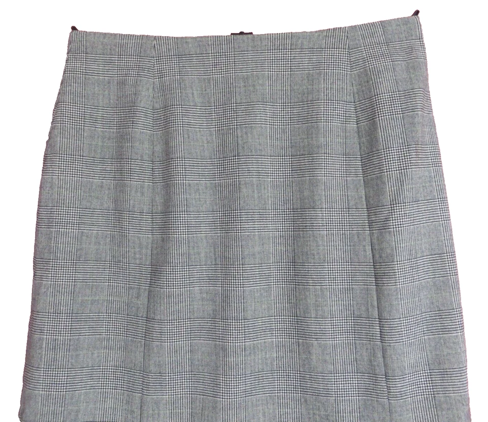 SK17696 HAROLDS Women Wool Panelled Skirt Plaid Embroidered Eyelet Gray Black 10 - Image 3 of 4
