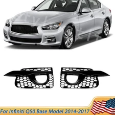 For 2014-2017 Infiniti Q50 Base Model Pair Fog Light Bezel Cover Gloss Black