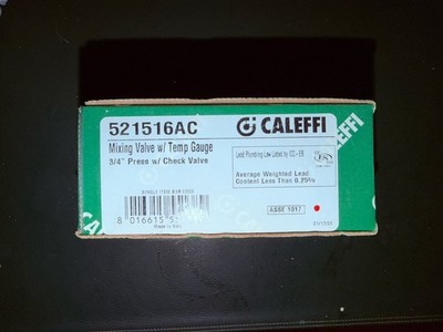 Caleffi 521516AC Mixing Valve Brass 3/4 in Manual Temp Gauge Water