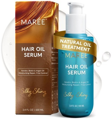 Hair Oil for Frizzy Hair with Argan Oil Keratin & Biotin Hair Serum for Dry and
