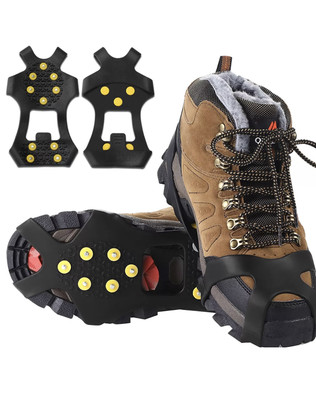 Ice Cleats, Shoe Spikes Ice Cleat Spikes Crampons Antislip 10 Steel -EXTRA LARGE