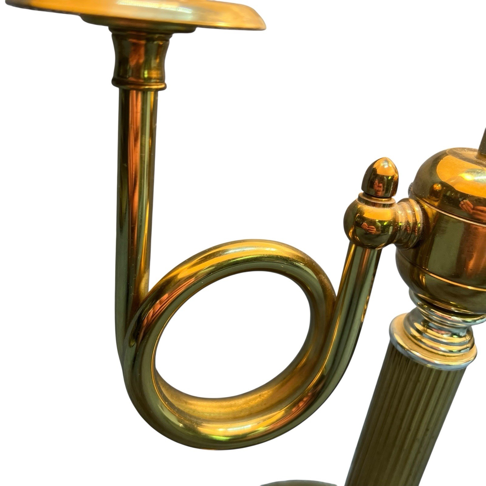 Vintage 1996 Brass Bouillotte 2 Arm French Horn Table Lamp Alsy 10”