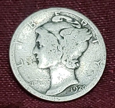  1920-D Mercury Dime 90% Silver, Free Shipping