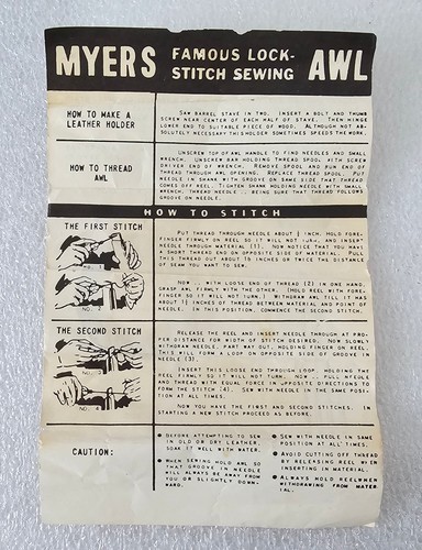 Vintage CA Myers Co. Nähahle Leder Canvas im Originalkarton - Bild 8 von 11