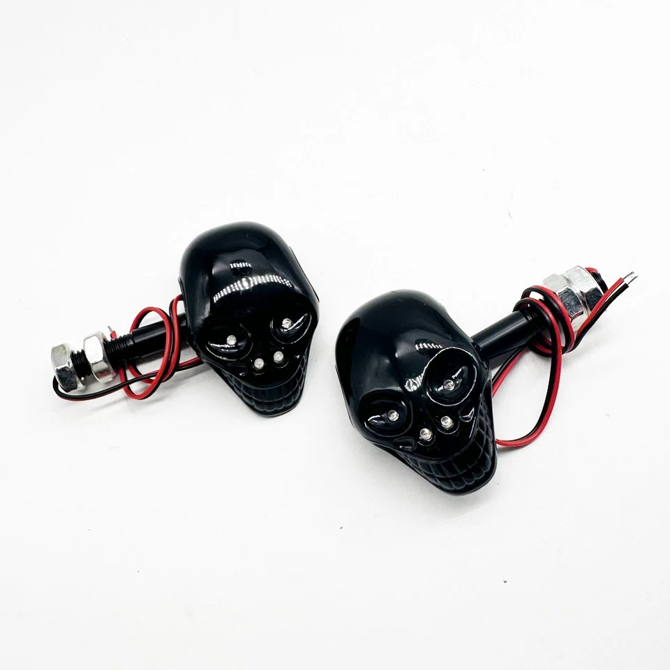 4X Motorcycle Skull Turn Signals For Harley Electra Glide Dyna Sportster Touring Foto 3 de 4