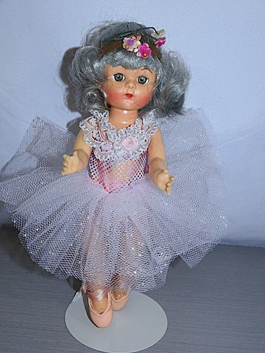 Vtg 50’s Virga Lollipop Doll 8” Tiny Twinkle  Ballerina Pointed Toes Blue Hair