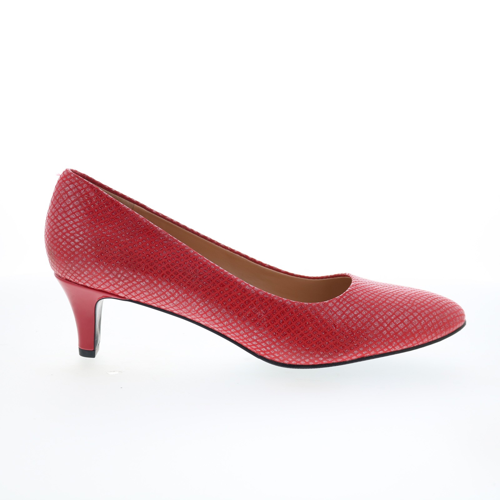 Trotters Fab T1905-600 Womens Red Narrow Leather Slip On Pumps Heels Shoes