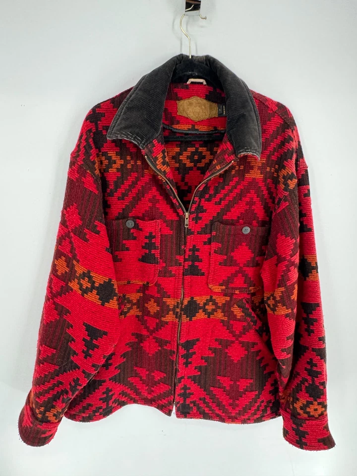 Vintage Woolrich Aztec Southwestern Print Wool Coat Zip Jacket Sz L Made in USA - Image 3 of 4