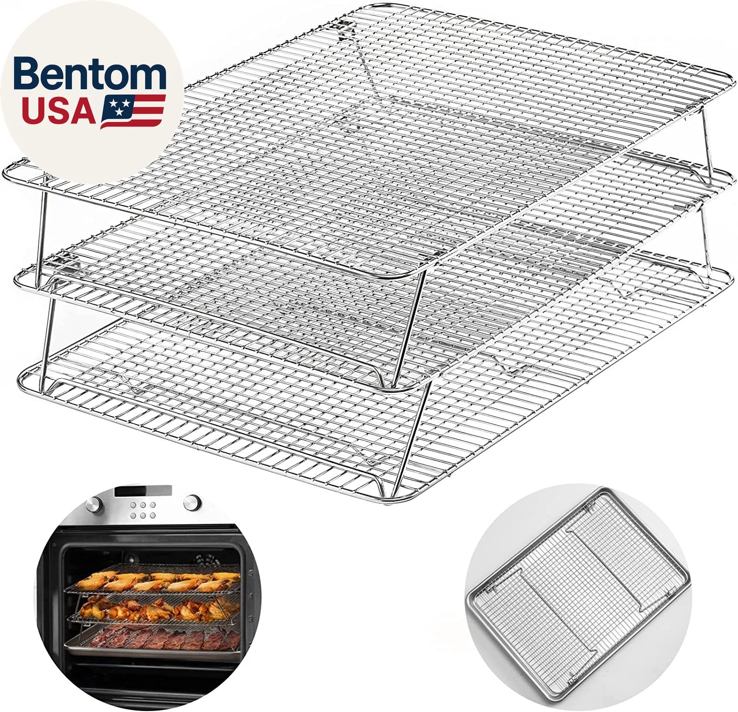 Oven-Salf Collapsible Cooling Rack for Baking, 3 Tier 12”X 16.5”, Stainless Stee
Opens in a new wind