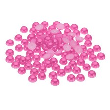 500Pcs Flatback Pearls Beads, 10mm Flatback Pearls, Rose Red