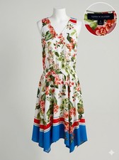 Tommy Hilfiger Women's Sleeveless Dress Size 4 Tropical Floral Handkerchief Hem