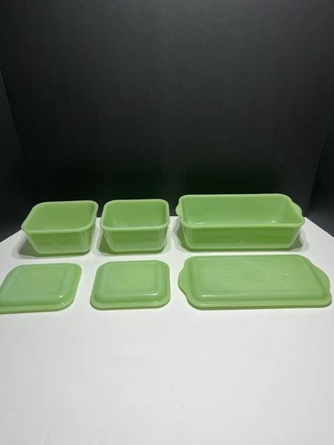 New ListingVintage Fire King Jadeite Green Refrigerator Dishes Fridgies