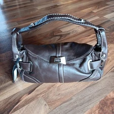 Francesco Biasia Dark Brown Soft Leather Shoulder Bag Alice 