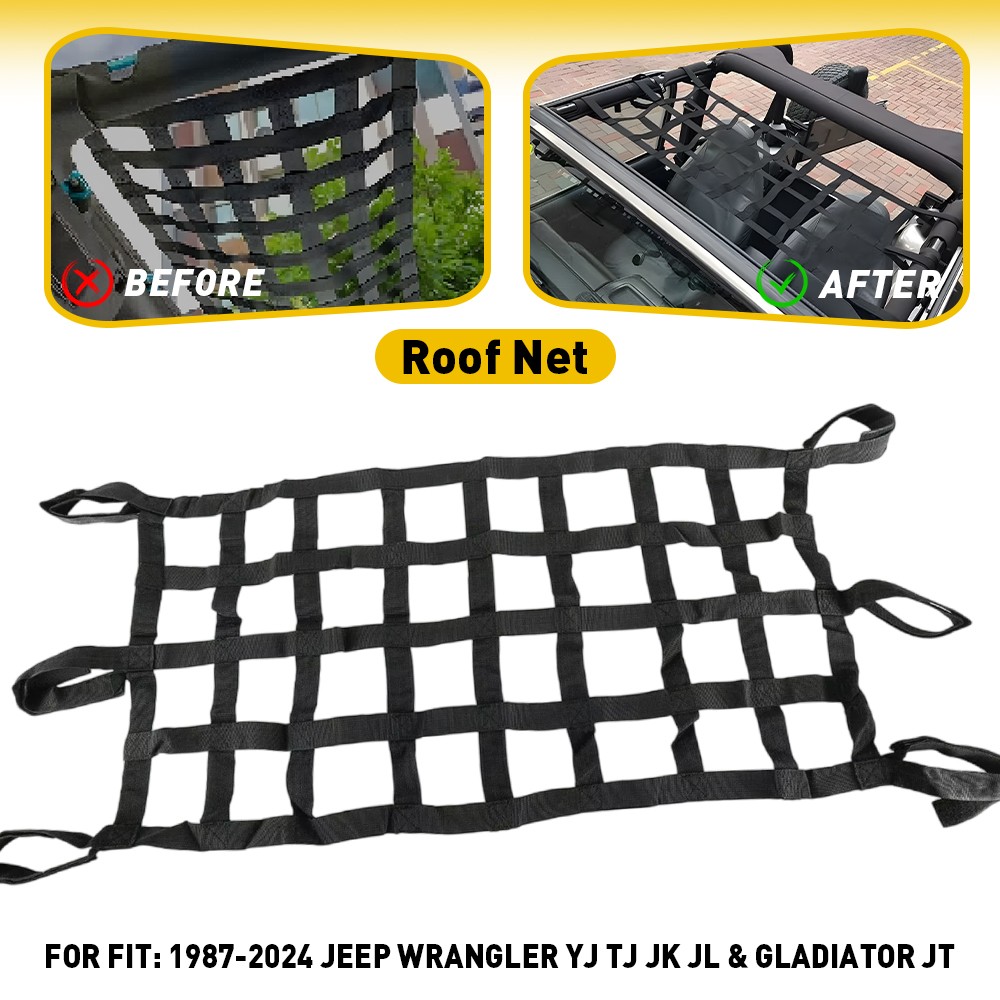 NYLON Roof Net Mesh Cargo Net for Jeep Wrangler YJ TJ JK JL &JT Hammock OFF-ROAD