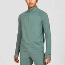 Janji Men's Mercury Quarter Zip Plateau Sage Green Running Medium EUC