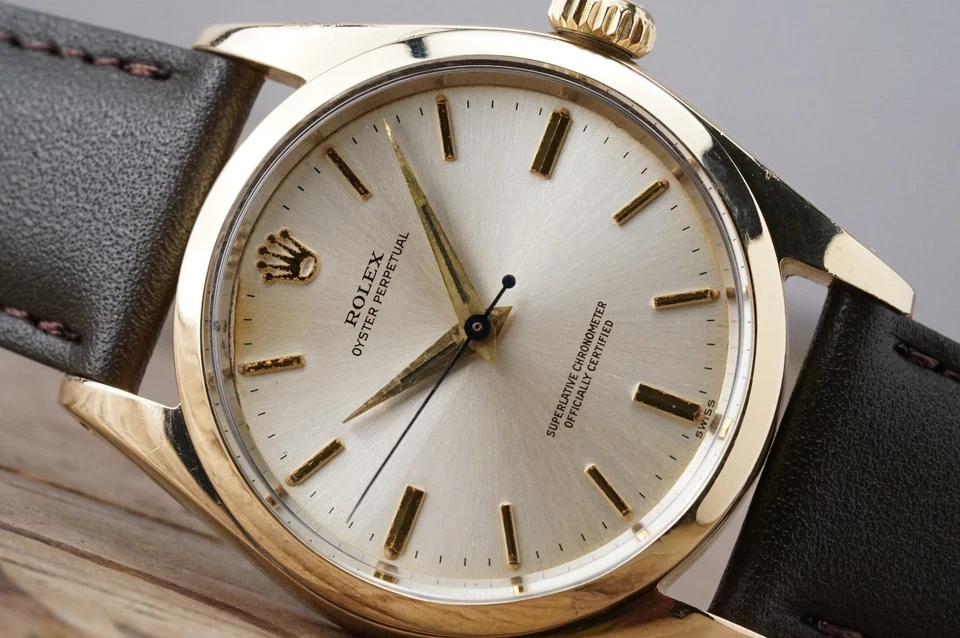 Обслуживаемый винтажный ROLEX OysterPerpetual 6634 34 мм крышка золото cal.1560 c1959 #1435 - Изображение 3 из 4