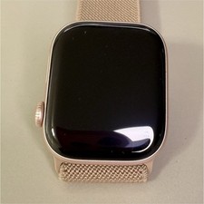 Apple Watch 44mm Gold Aluminum Case Beige Fabric Band