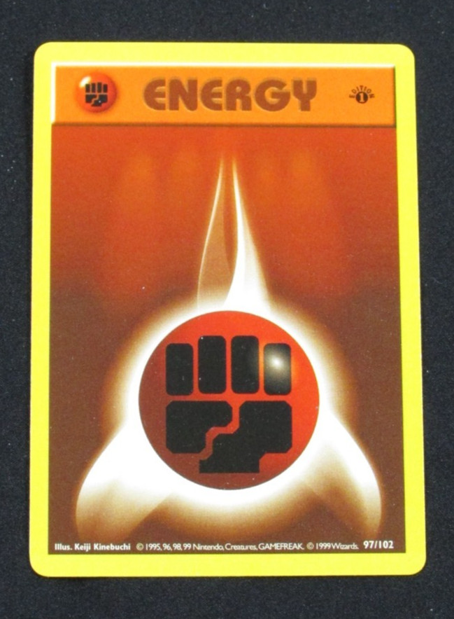 1999 Pokemon Game Fighting Energy 97/102 1st Edition Base Set NM
