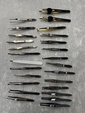 vintage TWEEZER LOT/26 Stainless LA CROSS REVLON Millers Forge Trim
