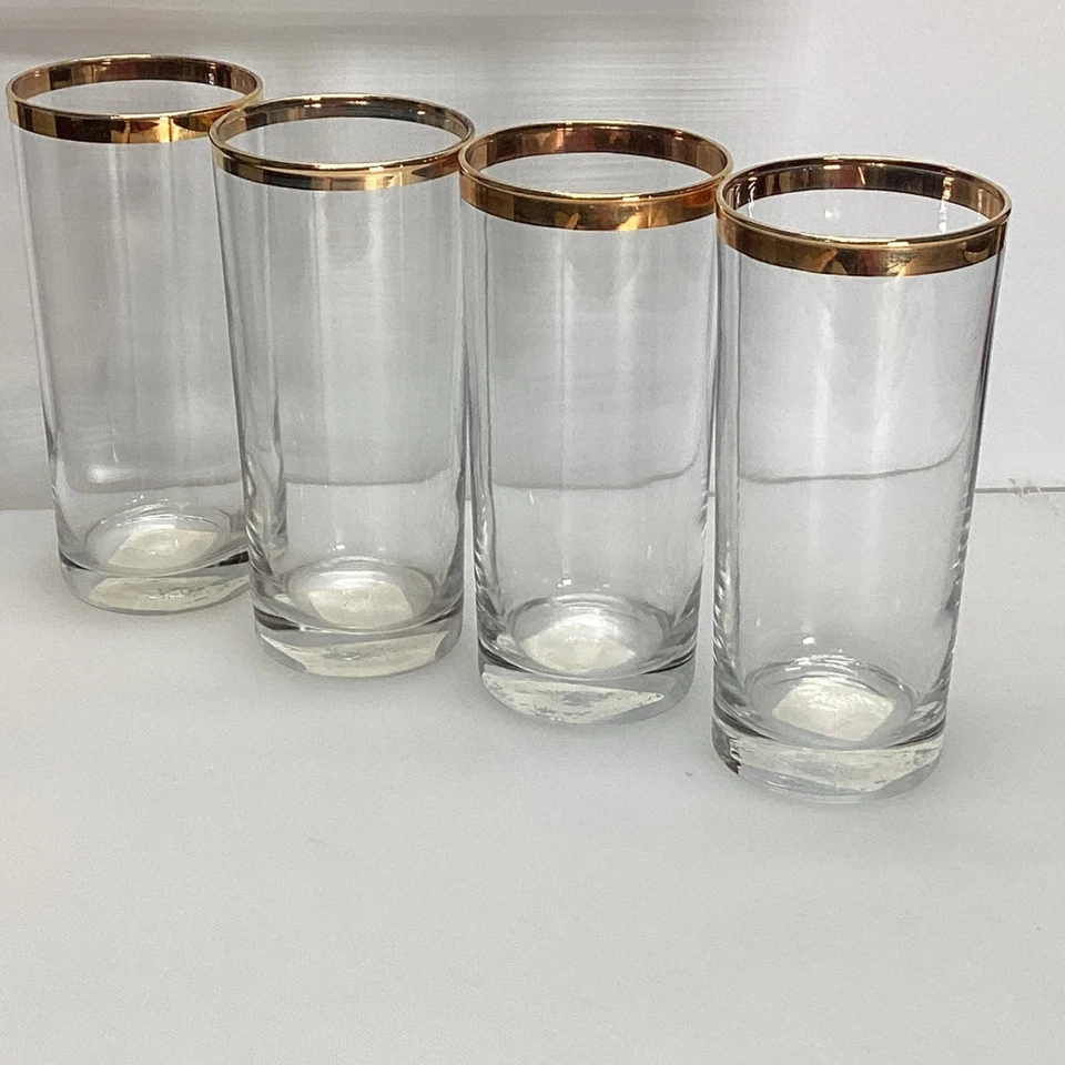 Juego de vasos de cristal checo con borde dorado de anclaje de colección 4 barras vajilla de boda Foto 3 de 4