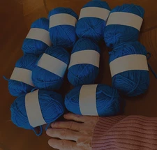 Lot of 10 Skeins Sapphire Blue- 70% Acrylic-20% Polyester-10% Nylon--GREAT GIFT!