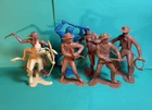 Vintage 1964 Louis Marx 6" Cowboy Indian Figure Lot Wounded Lasso