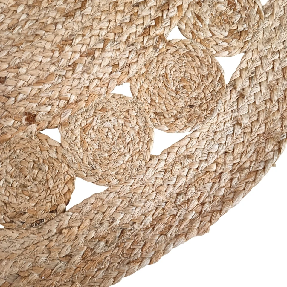 DivineHandicrafts Round Jute Area Rug, Natural Beige, Handwoven Braided Design, - Image 2 of 4